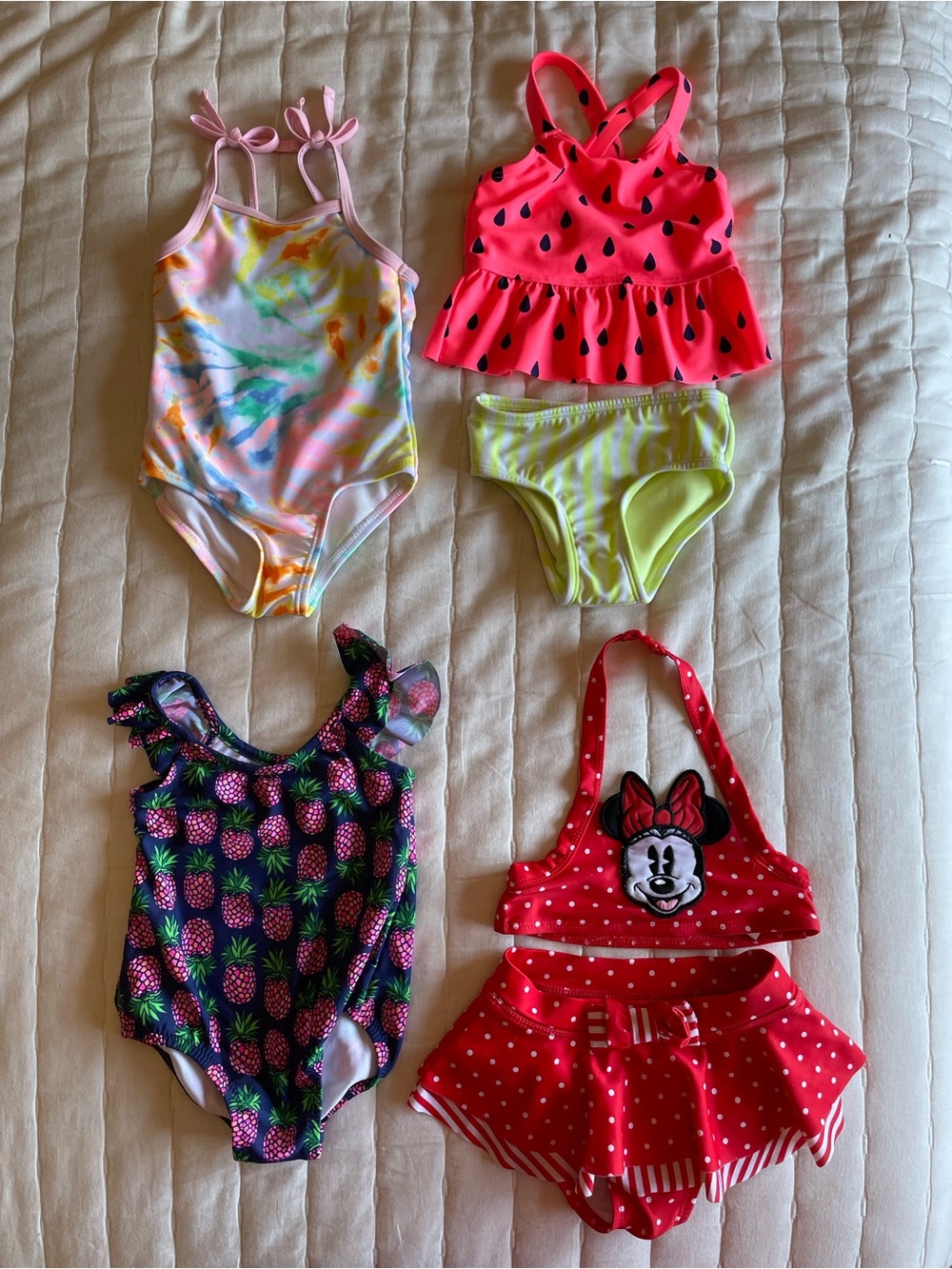 Bundle of 4 Baby Swimsuits Cat & Jack Carter’s Disney | Girls 12 Months